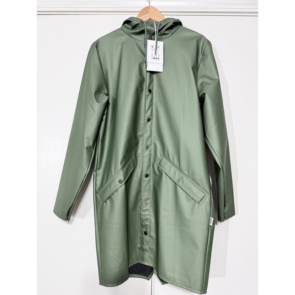 NWT Rains Sz XS unisex Long Jacket in Evergreen $140